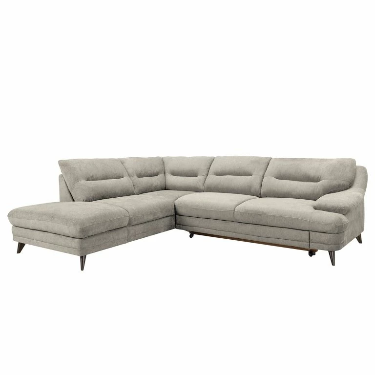 Loftscape Fredriks Canapé D’angle Lutz III – Microfibre – Gris Sable – Méridienne Longue à Gauche (vue De Face)