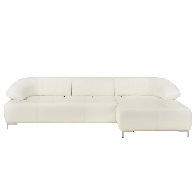 Loftscape Fredriks Canapé D’angle Lyneal Cuir Véritable – Blanc – Méridienne Longue à Droite (vue De Face)