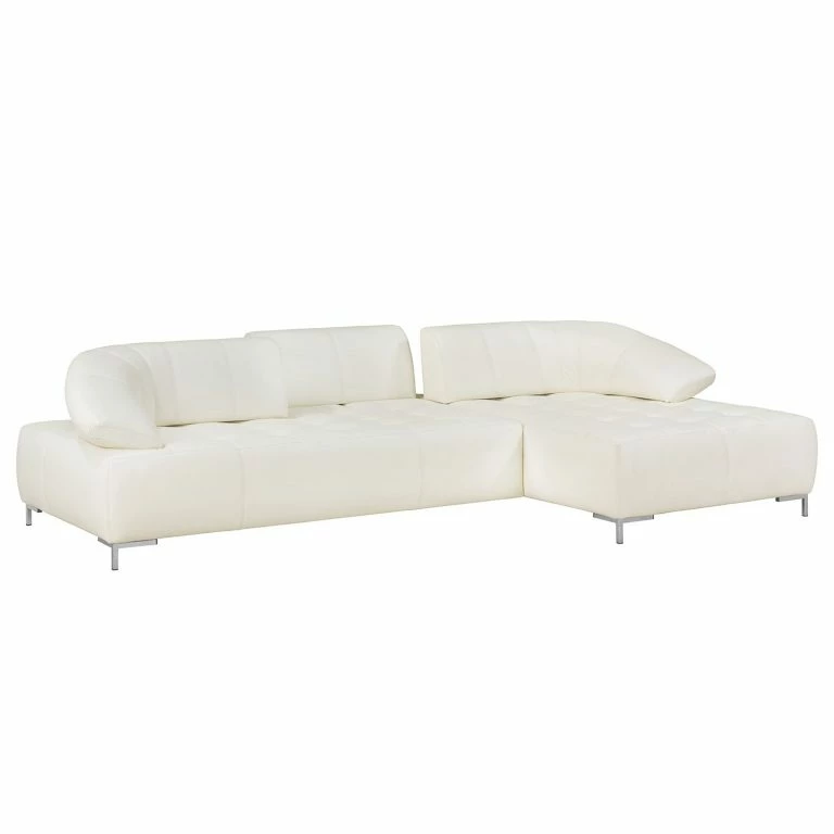 Loftscape Fredriks Canapé D’angle Lyneal Cuir Véritable – Blanc – Méridienne Longue à Droite (vue De Face)