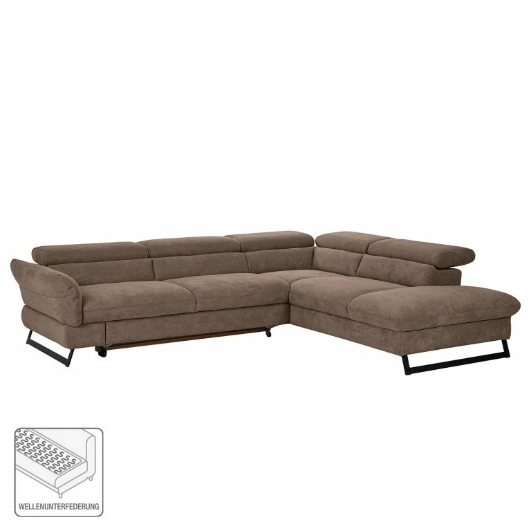 Loftscape Fredriks Canapé D’angle Manson – Microfibre – Taupe – Méridienne Longue à Droite (vue De Face) – Fonction Couchage