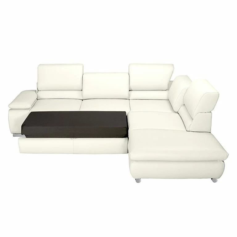 Loftscape Fredriks Canapé D’angle Masca – Imitation Cuir Blanc – Méridienne à Droite (vue De Face)