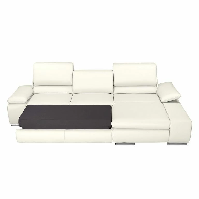 Loftscape Fredriks Canapé D’angle Masca – Imitation Cuir Blanc – Méridienne à Droite (vue De Face)