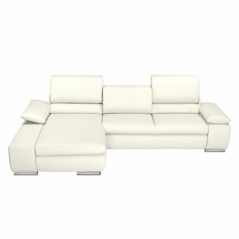 Loftscape Fredriks Canapé D’angle Masca – Imitation Cuir Blanc – Méridienne à Gauche (vue De Face)