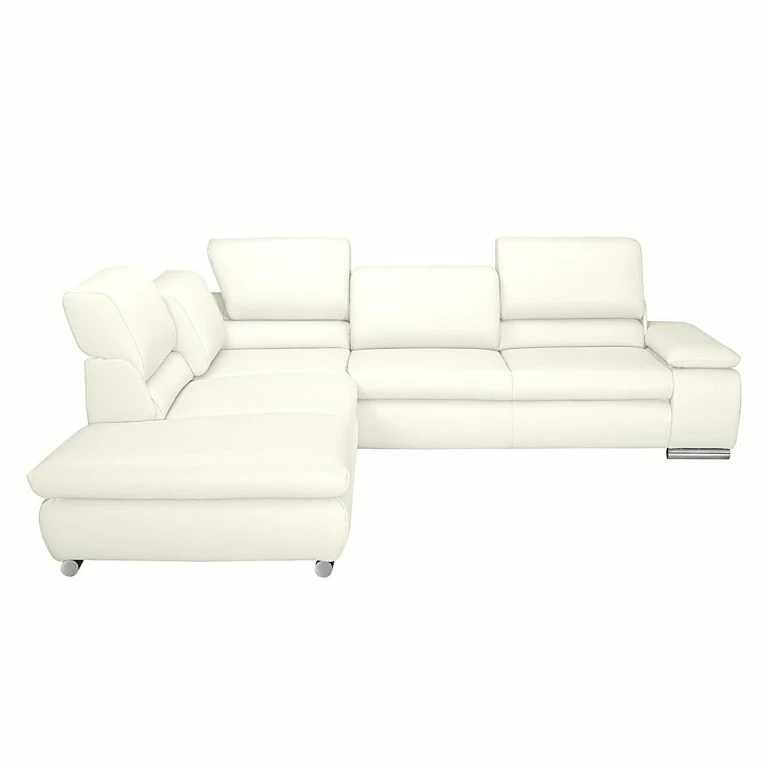 Loftscape Fredriks Canapé D’angle Masca – Imitation Cuir Blanc – Méridienne à Gauche (vue De Face)