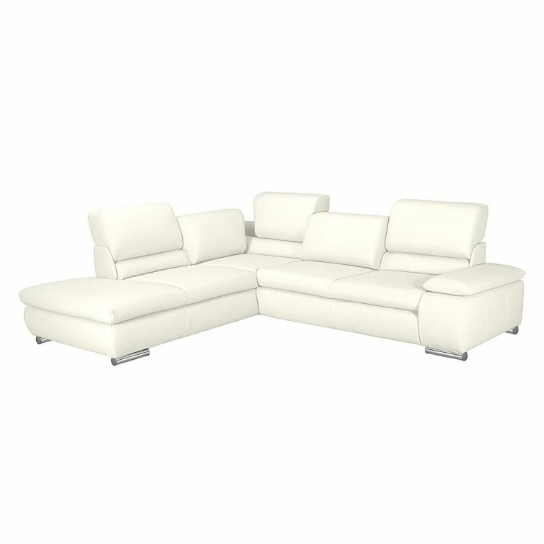 loftscape Fredriks Canapé d’angle Masca – Imitation cuir blanc – Méridienne à gauche (vue de face)