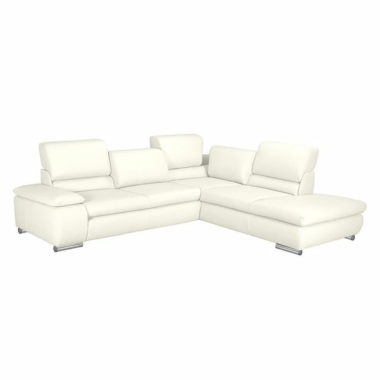 loftscape Fredriks Canapé d’angle Masca – Imitation cuir blanc – Méridienne à droite (vue de face)