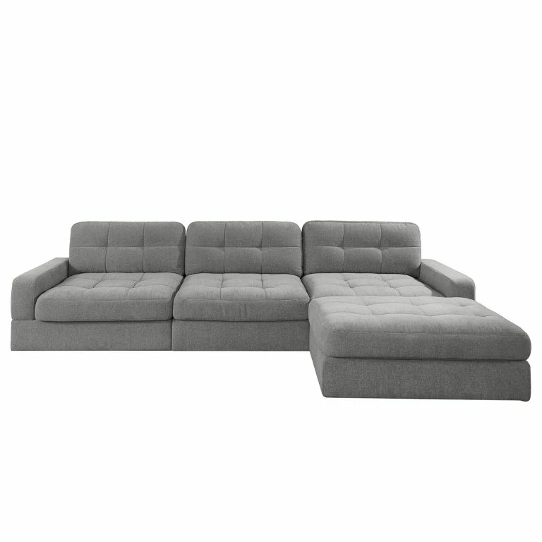 Loftscape Fredriks Canapé D’angle Montfort – Chenille – Tissu Chenille Alix: Gris – Largeur : 315 Cm – Méridienne Courte à Droite (vue De Face)