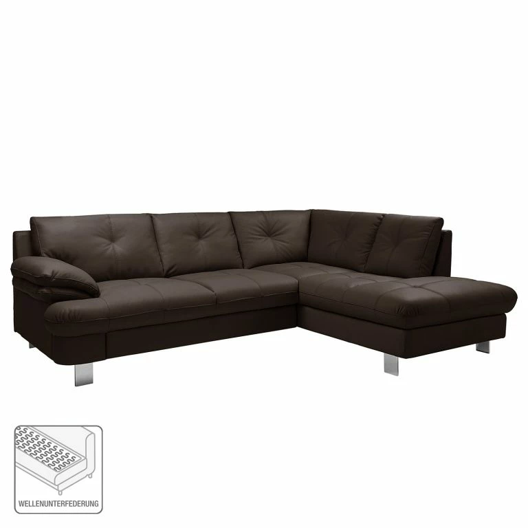 Loftscape Fredriks Canapé D’angle NoDa – Cuir Véritable – Marron Foncé – Méridienne Longue à Droite (vue De Face) – Sans Fonction