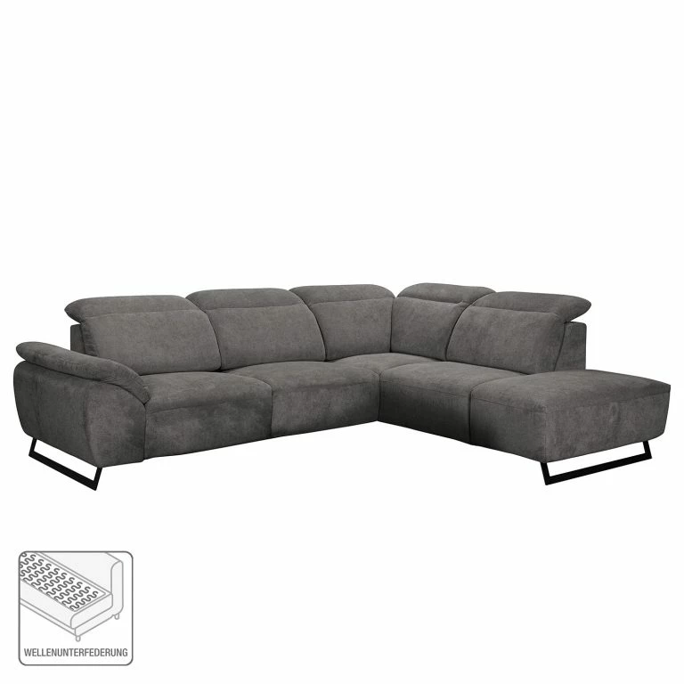 Loftscape Fredriks Canapé D’angle NoHo – Microfibre – Gris – Méridienne Longue à Droite (vue De Face) – Sans Fonction