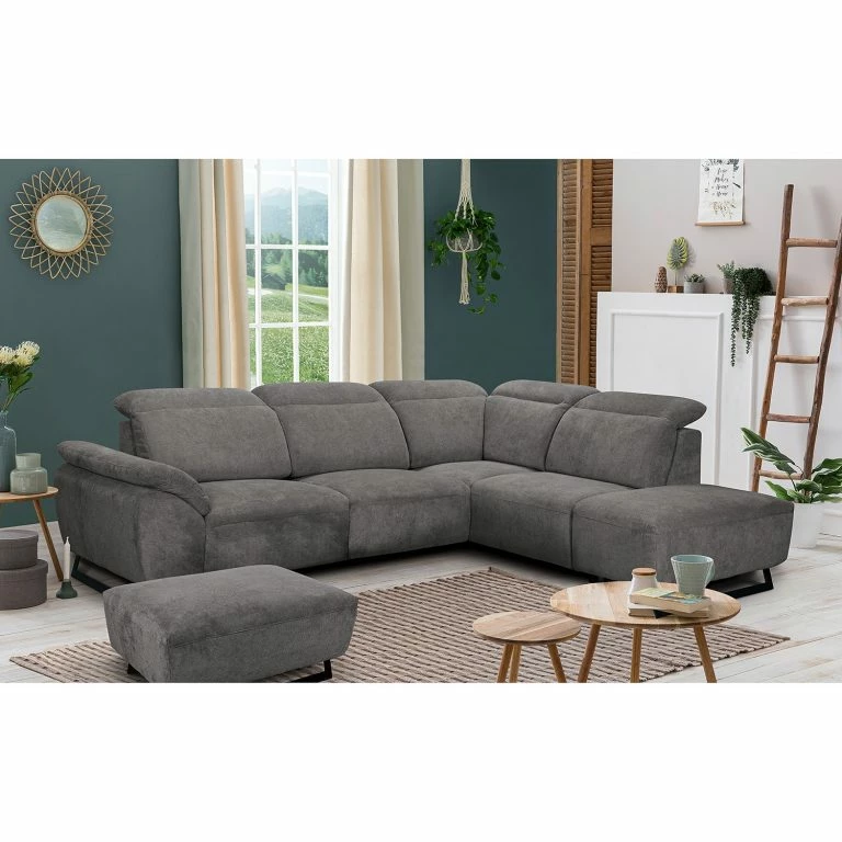 Loftscape Fredriks Canapé D’angle NoHo – Microfibre – Gris – Méridienne Longue à Droite (vue De Face) – Sans Fonction