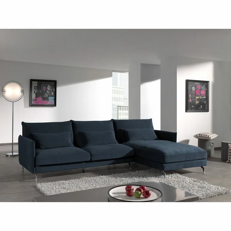 Loftscape Fredriks Canapé D’angle Paimio – Velours – Bleu Foncé – Méridienne Courte à Droite (vue De Face)