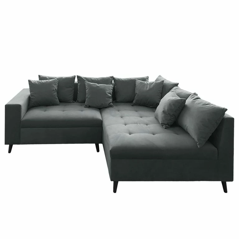 Loftscape Fredriks Canapé D’angle Pruno I – Tissage à Plat – Anthracite – Méridienne Longue à Droite (vue De Face)