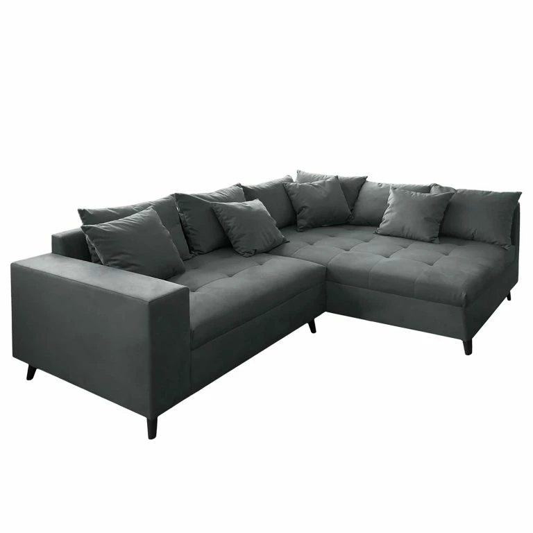 Loftscape Fredriks Canapé D’angle Pruno I – Tissage à Plat – Anthracite – Méridienne Longue à Droite (vue De Face)