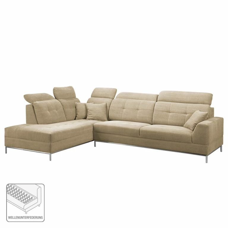 Loftscape Fredriks Canapé D’angle Raisio – Tissu – Biscuit – Méridienne Longue à Gauche (vue De Face)