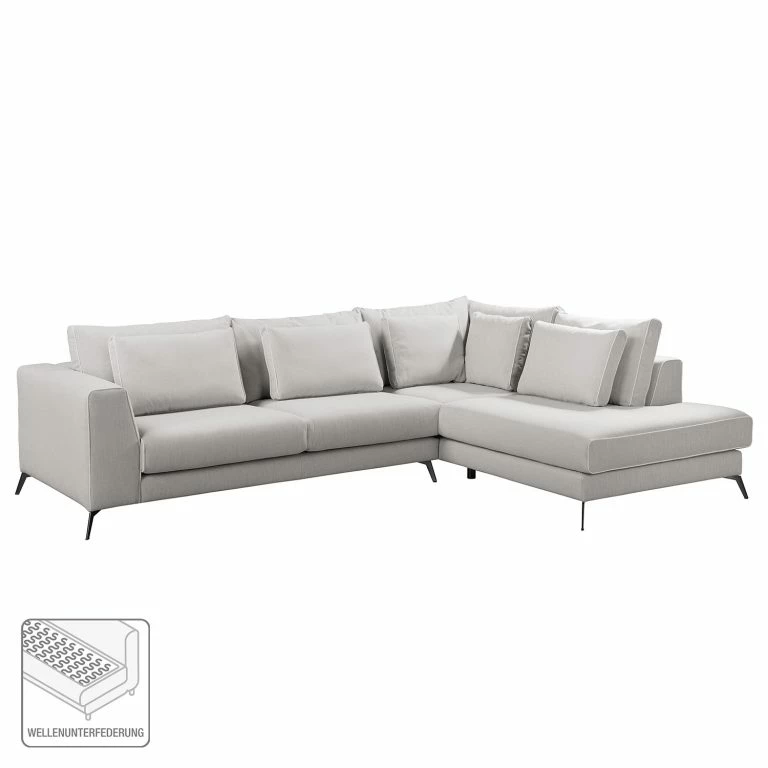 Loftscape Fredriks Canapé D’angle Ranua – Tissu – Galet – Méridienne Longue à Droite (vue De Face)