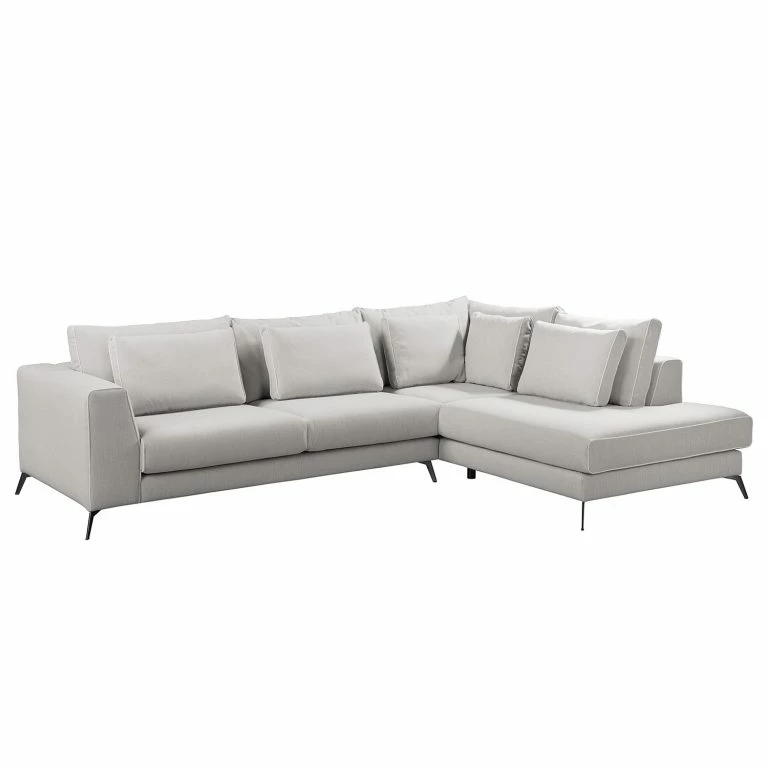 loftscape Fredriks Canapé d’angle Ranua – Tissu – Galet – Méridienne longue à droite (vue de face)