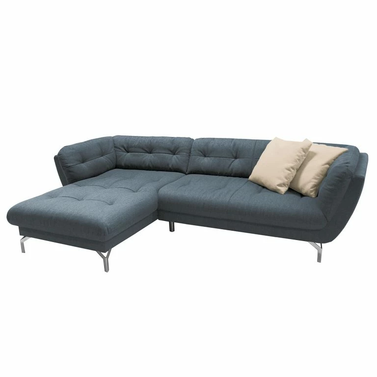 loftscape Fredriks Canapé d’angle Somerset I – Tissu – Gris pigeon – Méridienne courte à gauche (vue de face)