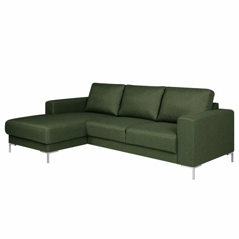 loftscape Fredriks Canapé d’angle Summer – Étoffe tissée Mavie: Vert foncé – Méridienne courte à gauche (vue de face) – Sans fonction couchage