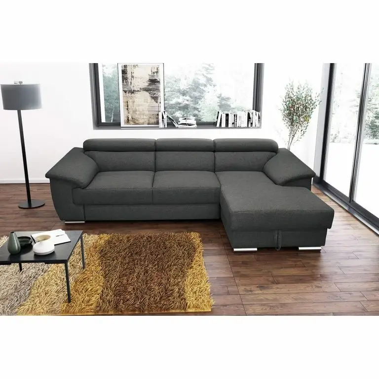 Loftscape Fredriks Canapé D’angle Swain – Tissu – Anthracite – Méridienne Courte à Droite (vue De Face) – Sans Fonction