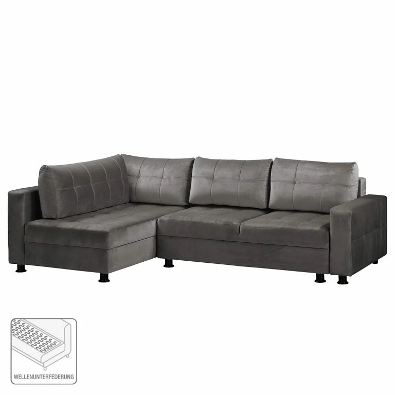 Loftscape Fredriks Canapé D’angle Upwell II – Microfibre – Gris Foncé – Méridienne Longue à Gauche (vue De Face)