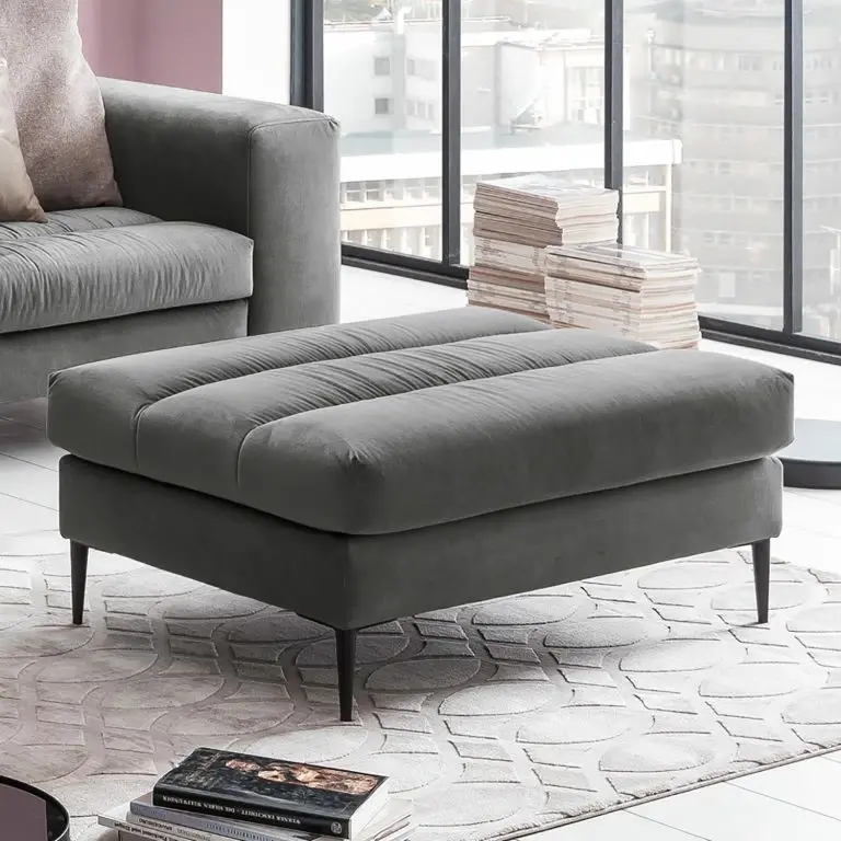 Loftscape Fredriks Canapé D’angle Valmorel – Tissu – Microfibre Knarik: Gris Foncé – Méridienne Courte à Gauche (vue De Face) – Avec Repose-pieds