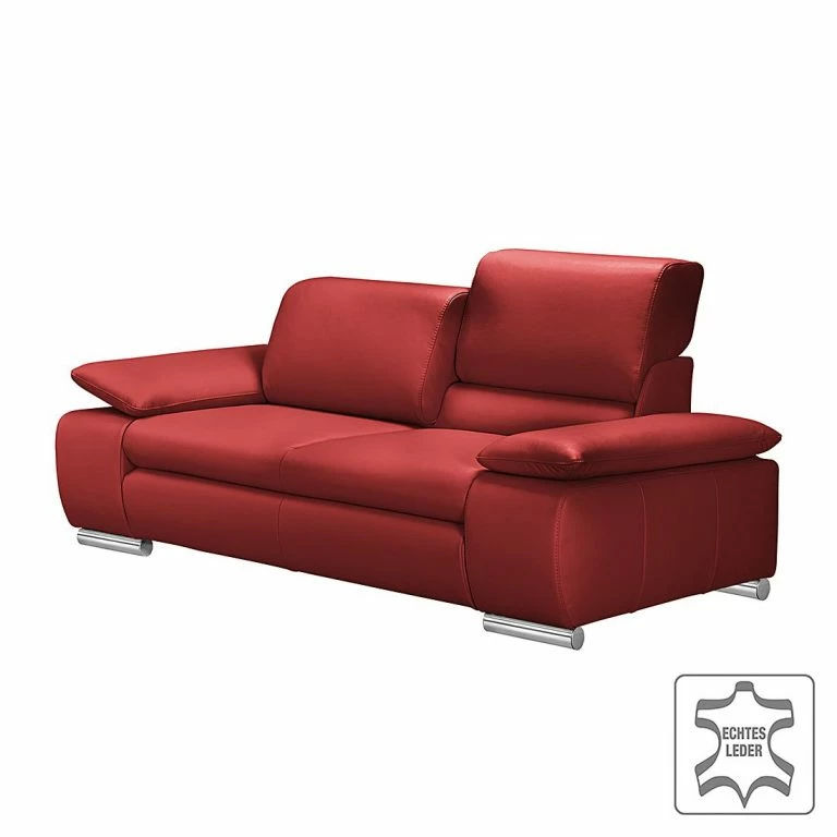 loftscape Fredriks Canapé Masca (2 places) – Cuir véritable rouge carmin