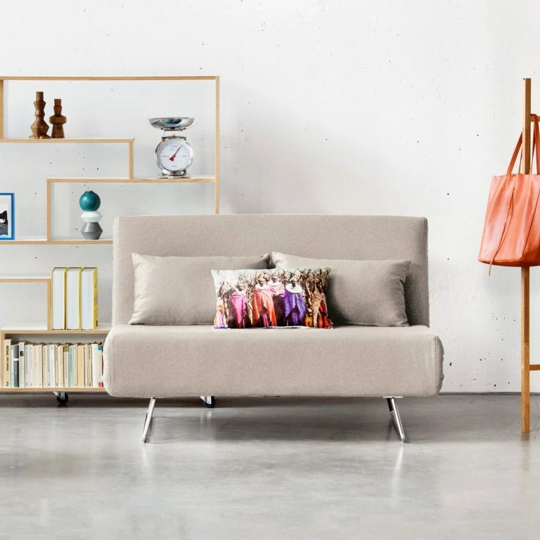 Loftscape Fredriks Clic-clac Frizzo Tissu – Tissu Zahira : Beige-Gris