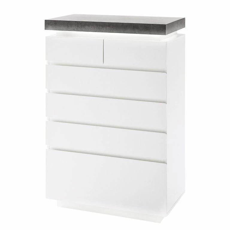 loftscape Fredriks Commode Namona II – Éclairage inclus – Imitation béton / Blanc