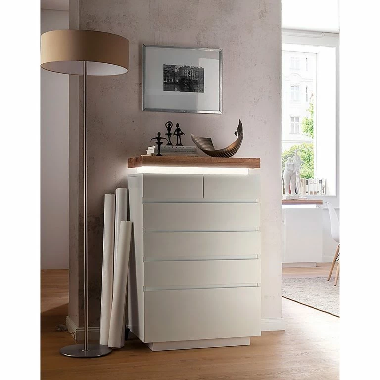 Loftscape Fredriks Commode Roble II – Avec éclairage Inclus – Chêne / Blanc Mat