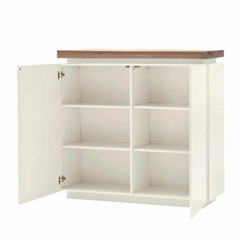 Loftscape Fredriks Commode Roble III – éclairage Inclus – Blanc Mat / Placage En Chêne Sauvage Massif