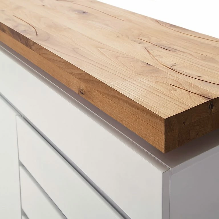 Loftscape Fredriks Commode Roble III – éclairage Inclus – Blanc Mat / Placage En Chêne Sauvage Massif