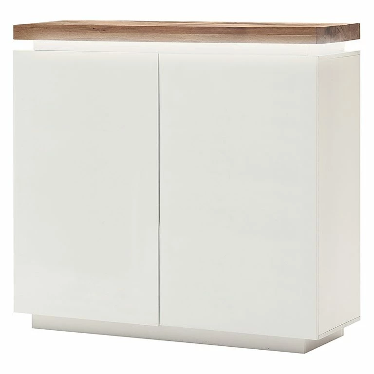 loftscape Fredriks Commode Roble III – éclairage inclus – Blanc mat / Placage en chêne sauvage massif