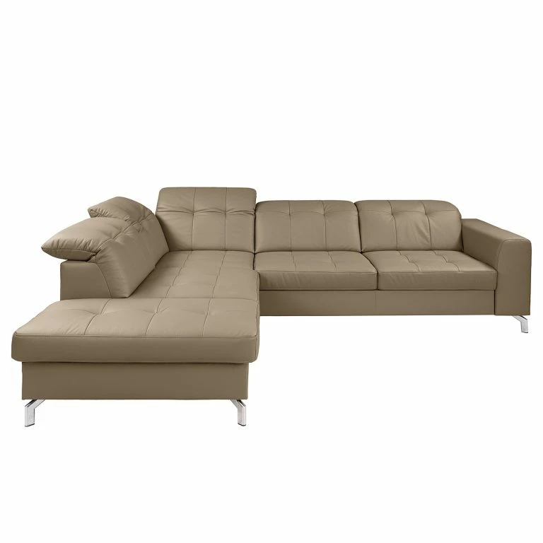 Loftscape Fredriks Ecksofa White Pine – Cuir Mabra: Taupe – Méridienne Longue à Gauche (vue De Face)