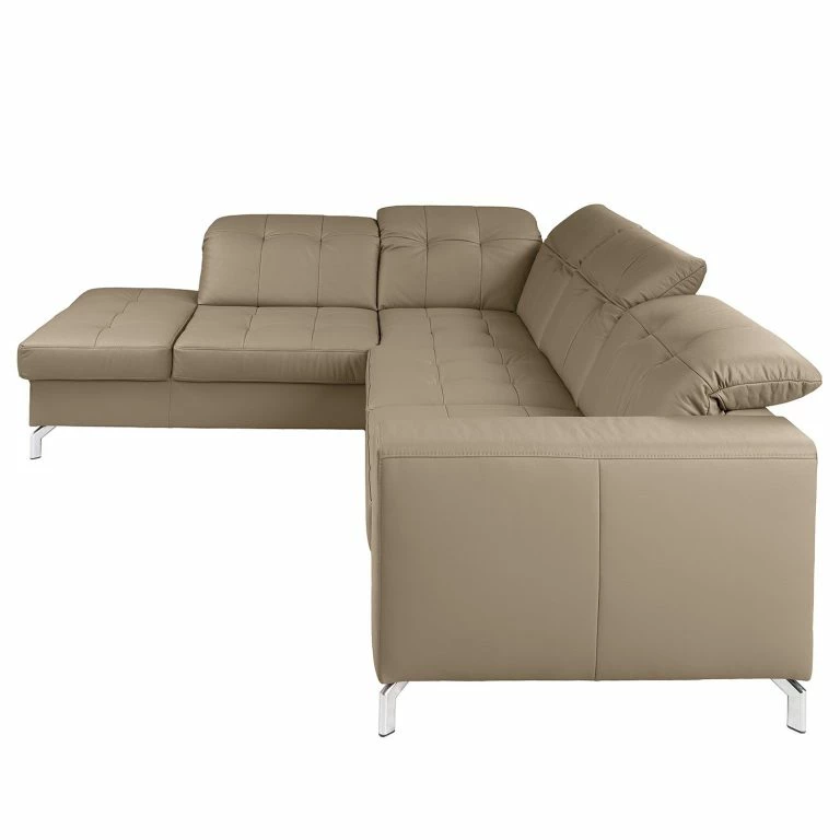 Loftscape Fredriks Ecksofa White Pine – Cuir Mabra: Taupe – Méridienne Longue à Gauche (vue De Face)