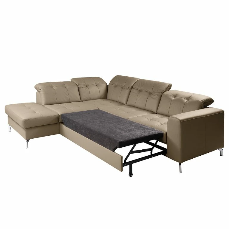 Loftscape Fredriks Ecksofa White Pine – Cuir Mabra: Taupe – Méridienne Longue à Gauche (vue De Face)