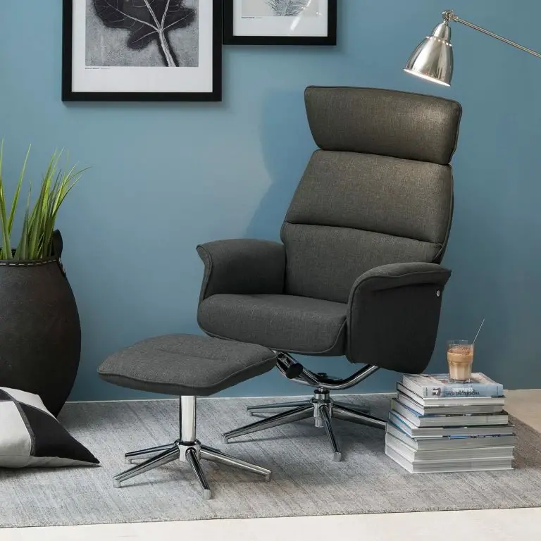 Loftscape Fredriks Fauteuil Dingle (avec Repose-pieds) – Tissu – Gris