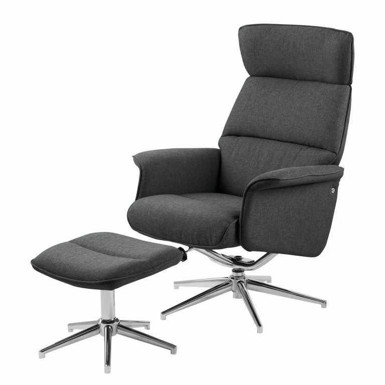 loftscape Fredriks Fauteuil Dingle (avec repose-pieds) – Tissu – Gris