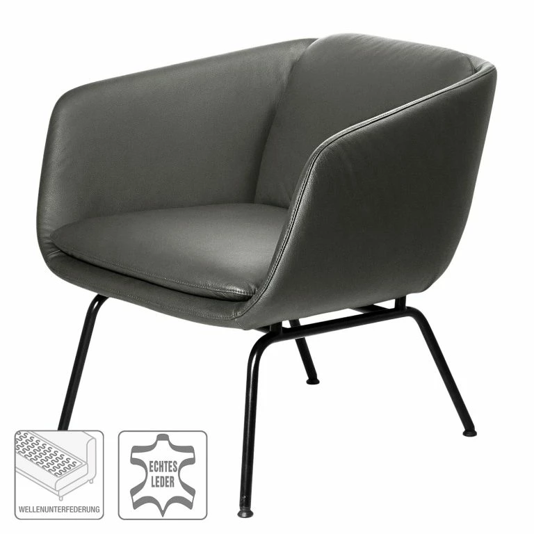 Loftscape Fredriks Fauteuil Monfort – Cuir Véritable – Gris Foncé