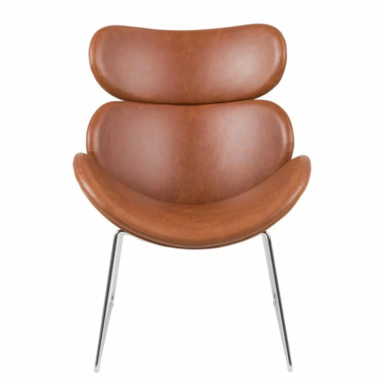 Loftscape Fredriks Fauteuil Montola I – Imitation Cuir – Cognac – Chrome