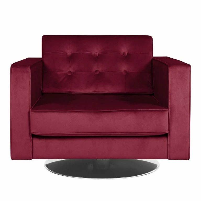 Loftscape Fredriks Fauteuil Pivotant Chelsea III – Microfibre – Tissu Tond : Bordeaux