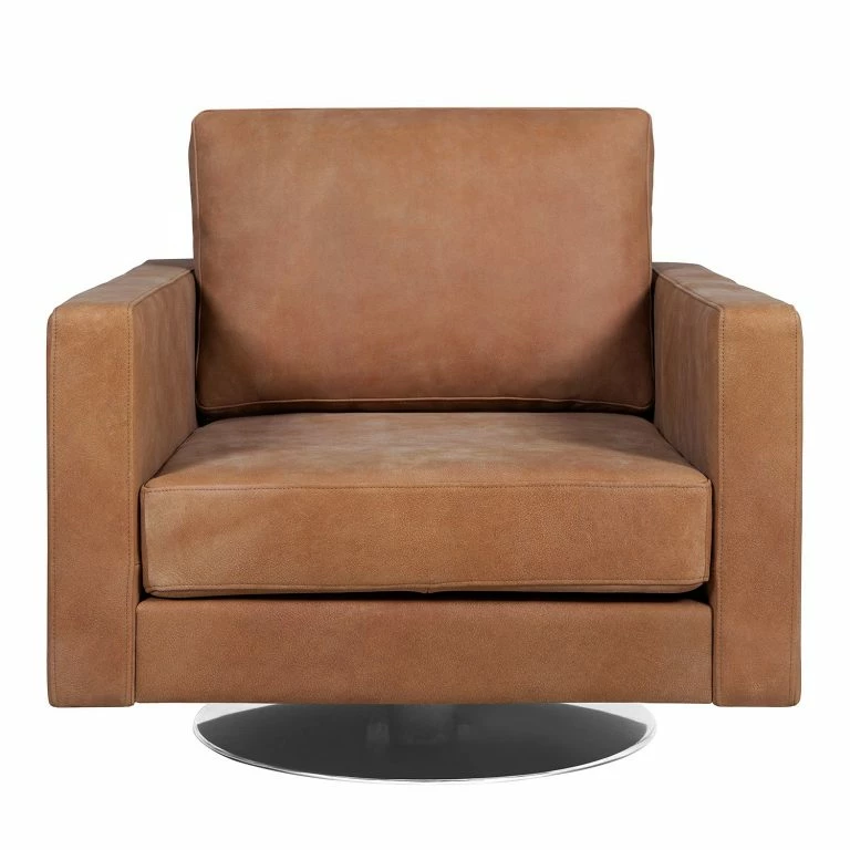 Loftscape Fredriks Fauteuil Pivotant Portobello IV – Cuir – Cuir Véritable Custo : Marron
