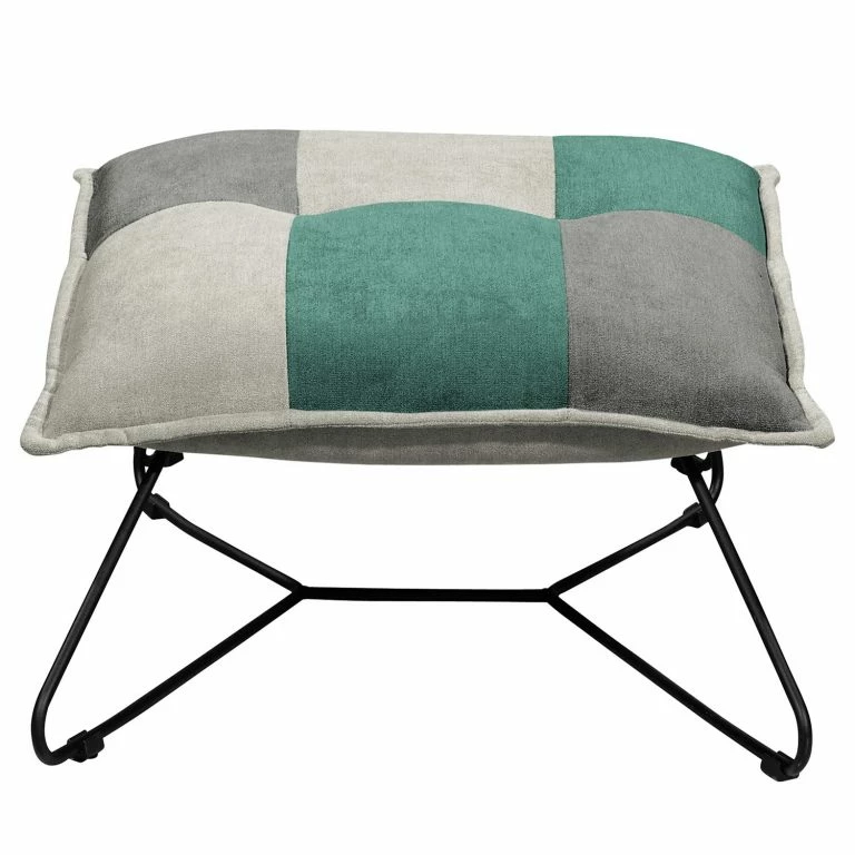 Loftscape Fredriks Fauteuil Tutu – Microfibre – Microfibre Ranu Patchwork: Turquoise / Gris – Avec Repose-pieds – Sans Accoudoirs