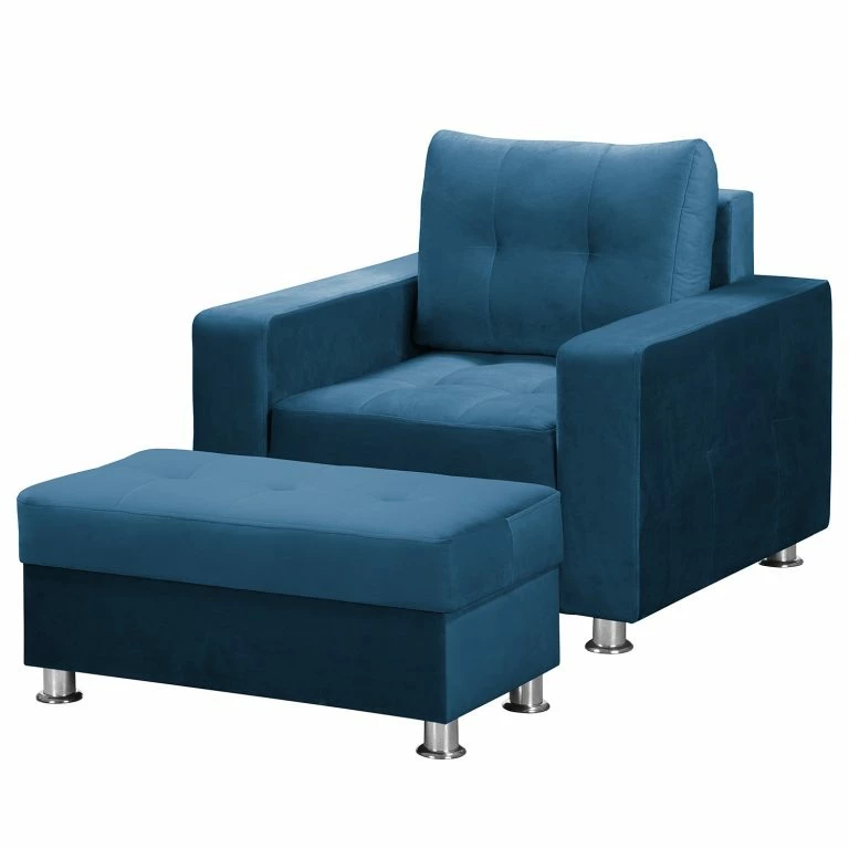 Loftscape Fredriks Fauteuil Upwell II – Microfibre – Bleu Marine – Avec Repose-pieds