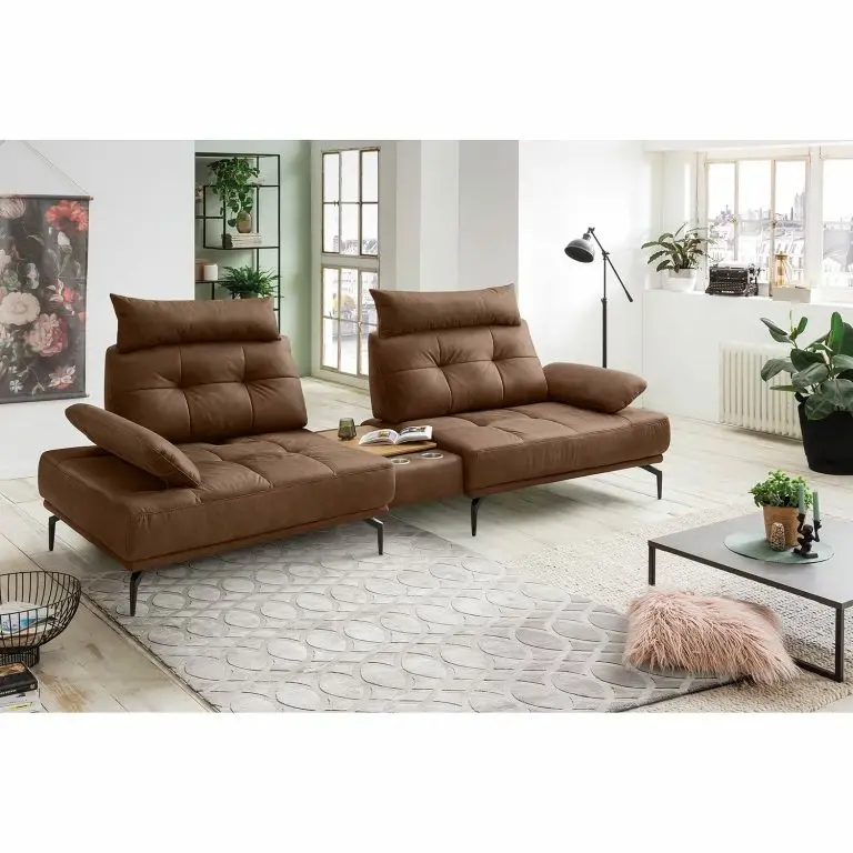 Loftscape Fredriks Grand Canapé Linville – Microfibre Torne: Marron – Avec Appui-tête