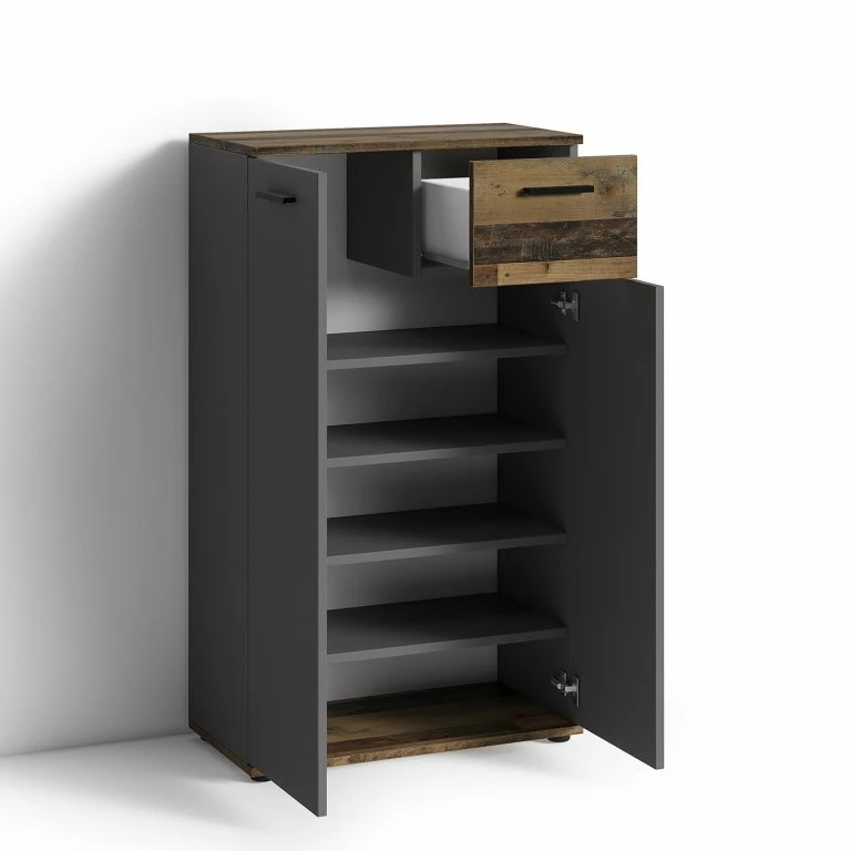 Loftscape Fredriks Meuble à Chaussures Chippewa I – Imitation Bois Ancien / Anthracite