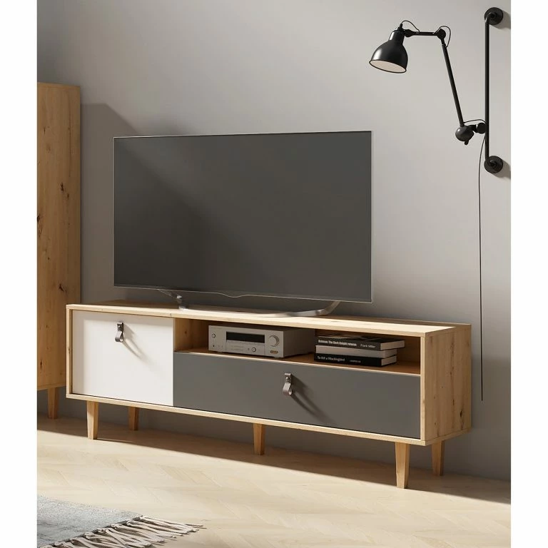 Loftscape Fredriks Meuble TV Bowood – Imitation Chêne Artisan / Blanc