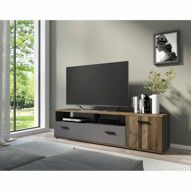 Loftscape Fredriks Meuble TV Chippewa – Imitation Bois Ancien / Anthracite