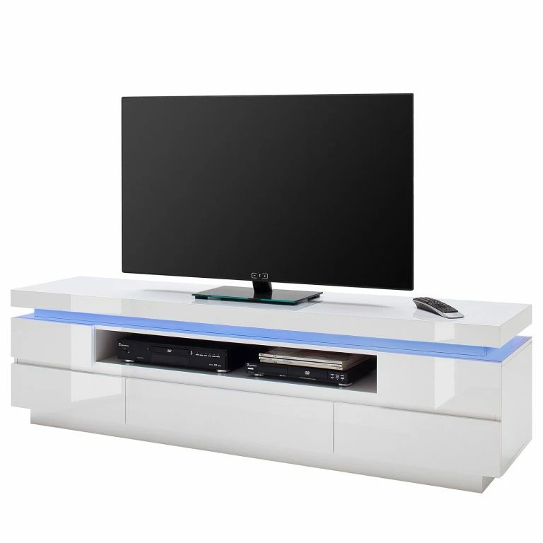 loftscape Fredriks Meuble TV Emblaze III – Avec éclairage – Blanc brillant