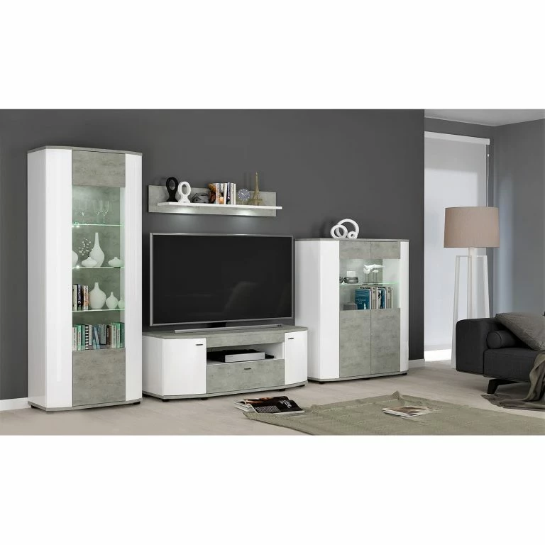 Loftscape Fredriks Meuble TV Karlsburg – Blanc / Imitation Béton