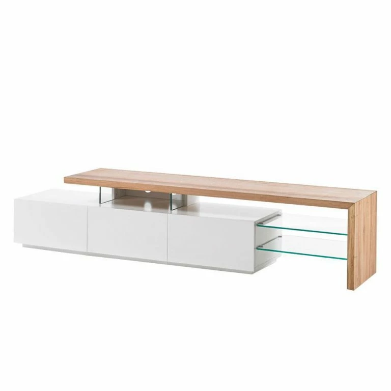 Loftscape Fredriks Meuble TV Molios – Blanc Mat / Béton – Blanc / Chêne